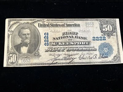1902 $50 First National Bank McKEESPORT Pennsylvania National Currency CH #2222 - Image 1 of 4