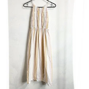 Zara Girls Striped Pastel Linen Maxi Dress 13-14 Smoked Sleeveless - Picture 1 of 10
