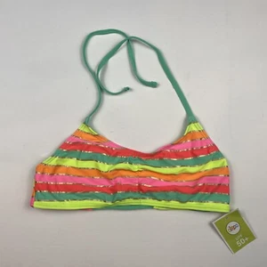 Girl’s  Circo Bright Pink & Yellow Stripe Bralette Swim Top Size XL UPF 50+ - Picture 1 of 6