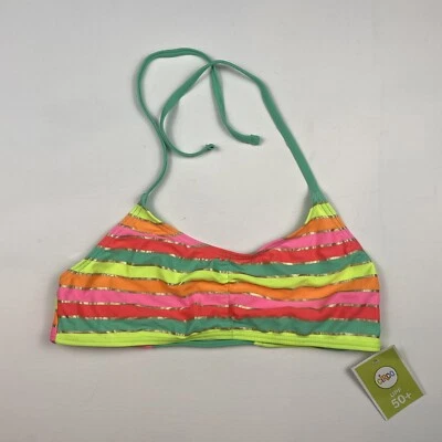 Girl’s  Circo Bright Pink & Yellow Stripe Bralette Swim Top Size XL UPF 50+ - Image 1 of 4