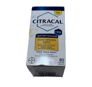 Citracal Slow Release 1200 Calcium + Vitamin D3 80 ct Exp 07/27 - Picture 1 of 5