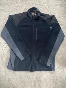 QUIKSILVER Jacket Men's Size XL Full Zip POLAR FLEECE Black Gray Logo Pockets - Picture 1 of 7