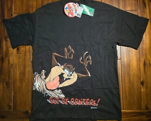 Vtg NOS 90s Taz Looney Tunes T-Shirt XL Out of Control New Single Stitch Glow - Picture 1 of 9
