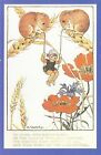 Nostalgie Postkarte Sich Swing Über Mohnblumen Von Millicent Sowerby c1920 Repro