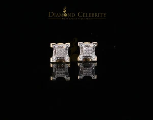 Men's/Women's stud Earrings 10K Real Yellow Gold with 0.05CT Real Diamonds - Picture 1 of 12