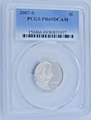 2007 S Proof Jefferson Nickel - PCGS PR 69 DCAM Deep Cameo (N) Guide $14 Cover