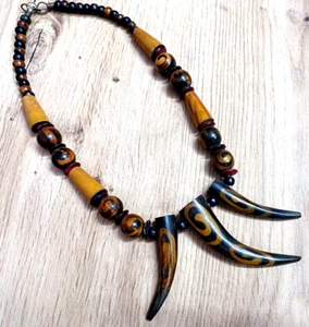 Black Friday Tibetan Banjara Tribal Horn Necklace Bohemian Gypsy Hippie Handmade - Picture 1 of 6