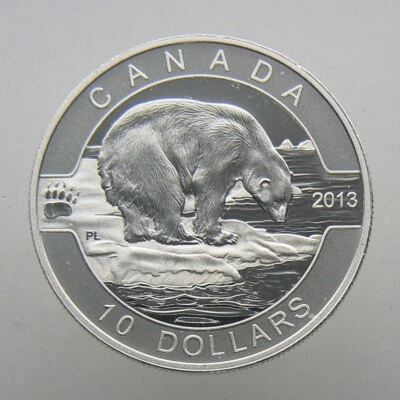 1/2 oz Silver 2013 Canada 10 Dollars O Canada - Polar Bear - Image 1 of 2