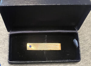 14k Gold Tiffany & Co. Sapphire Vintage Money Clip Or Tie Bar with Original Box