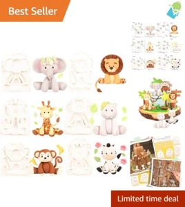Jungle Animals Fondant Silicone Molds - 6 Count for Creative Cake Decor - Picture 1 of 7