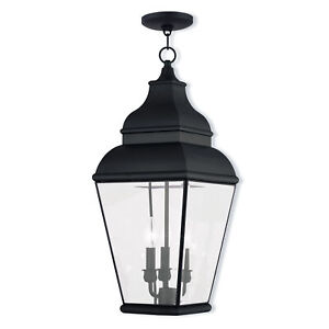 Livex Lighting 2597 Exeter 3 Light 10"W Taper Candle Outdoor - Black