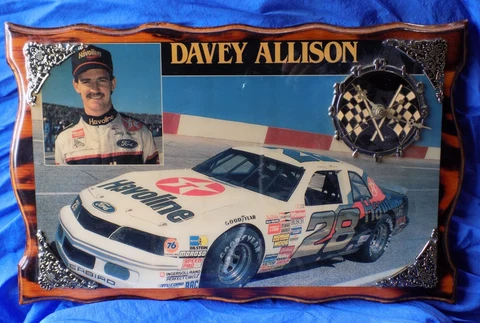 Davey Allison Wooden Plaque Wall Clock NASCAR Texaco Havoline #28 Cover