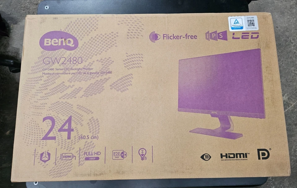 NEW BenQ GW2480 23.8 Inch IPS Flicker Free LED 1080p Monitor - Image 1 of 1