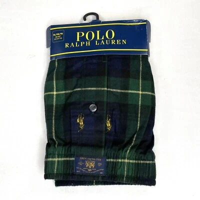 Polo Ralph Lauren Men’s Pajama Boxer Shorts 100% Cotton Plaid Green Sz XL - Image 1 of 4