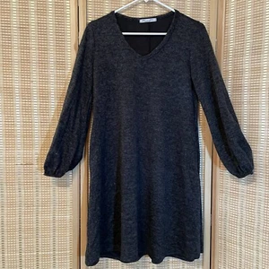 Chris And Carol Damen kleines graues Kleid Langarm A-Linie Taschen Whimsigoth - Bild 1 von 10