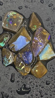 Australian  Boulder Opal rough and rubs Parcel 10 Pieces - Image 1 of 4