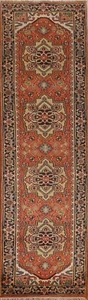 Geometric Heriz Indian 10 ft Runner Rug 2' 6" x 10' 1" Hand-knotted Rug Carpet - Picture 1 of 12