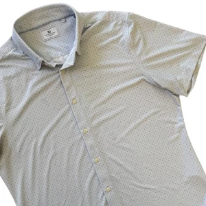 7 Diamonds Cassian Shirt Mens Large Blue Geometric 4 Way Stretch Short Sleeve - Picture 1 of 12