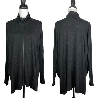 Top para mujer Lola & Sophie S negro jaspeado cuello alto manga larga Dolman de gran tamaño Foto 1 de 4