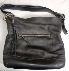 Coach F04S-1414 schmale Handtasche, Seesack schwarz Leder Crossbody Schultertasche, SAUBER! - Bild 1 von 9