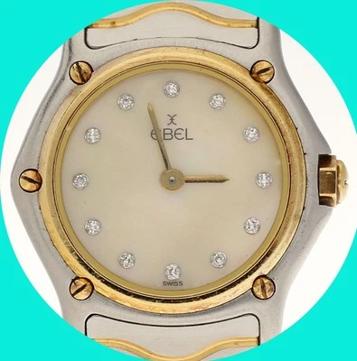 Ebel Ladies Diamond Wave Quartz SS Watch #1168145 1 18K Bezel 23MM - Image 1 of 4