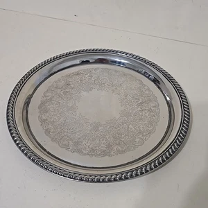 Wm Rogers Silver Plated 12” Round Serving Platter Tray  - Picture 1 of 9
