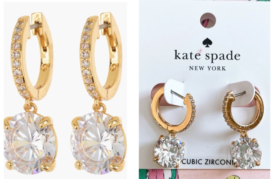 Pendientes colgantes Kate Spade Bright Ideas grandes circonita cúbica, tono dorado a plateado, nuevos con etiquetas $59 Foto 1 de 1