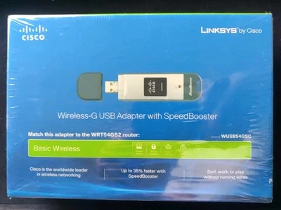 Cisco Linksys WUSB54GSC Wireless-G USB Network Adapter with SpeedBooster - Image 1 of 4