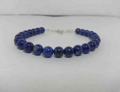 Lapislazzuli pietre preziose rotonde perline argento sterling 925 pila... - Immagine 1 di 4