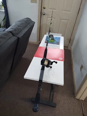 Удилище рыболовное Baicasting Zebco 808 предупреждение о укусе 7 футов MH 17-50 фунтов и катушка Shakespeare - Изображение 1 из 4