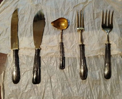 Servizio da pesce vintage..ma nuovo!..colori:oro/argento - Immagine 1 di 4