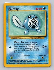 Poliwag 59/102 Common Pokemon TCG WOTC Unlimited Base Set Light Play LP - Picture 1 of 2