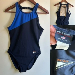 Polo Sport Ralph Lauren Mujer Azul Una Pieza Traje de Baño 12 Preppy Clásico EE. UU. - Imagen 1 de 14