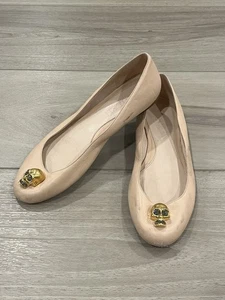 ALEXANDER MCQUEEN ROSA LEDER BALLERINAS TOTENKOPF HARDWARE FLACH DAMEN SCHUHE 39,5 - Bild 1 von 8