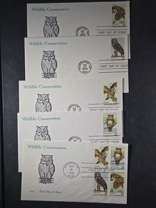 1978 US AMERICAN OWLS FDC Scott# 1760-1763, 1763A, CoCo cachet Set of 5 stk#KR24 - Picture 1 of 6