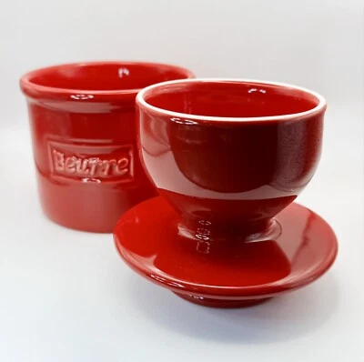 Red Butter Bell Crock L. Tremain Butter Keeper Glossy Ceramic 4.25" Mint! - Image 1 of 4