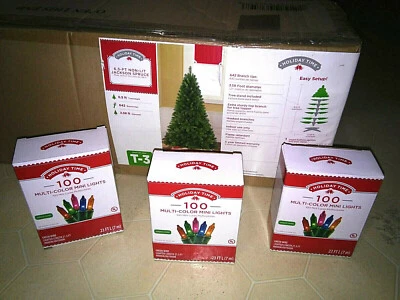 New 6.5' Jackson Spruce Christmas Tree with 3-pack of 100 multi-color lights - Image 1 of 4