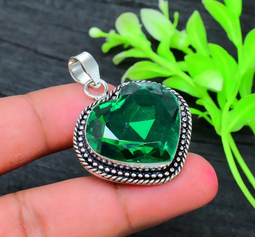 CHROME HEARTS Ciondolo taglio cuore gioiello argento sterling 925 fatto a mano pietra preziosa cromo diopside