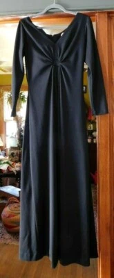 VESTIDO MAXI LARGO NEGRO VINTAGE AÑOS 60/70 SEAR FASHION PLACE CON FRENTE REÚNE B Foto 1 de 4
