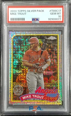 2024 Topps Series 1 Baseball Mike Trout Silver Pack #T89C17 PSA 10 GEM MT Angels - Image 1 of 4