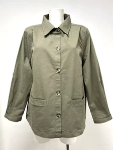 Ex BonMarche Shacket Jacket Shirt Plus Size 20 22 24 26 Green Khaki Cotton - Picture 1 of 9
