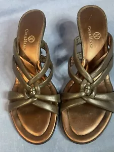 COLE HAAN Womens Dress Metallic Brown Strappy Leather Sandals Heels Size 8.5 - Picture 1 of 9