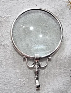 VERY NICE GOOD SIZE SOLID STERLING SILVER HANGING MAGNIFYING GLASS PENDANT - Picture 1 of 5