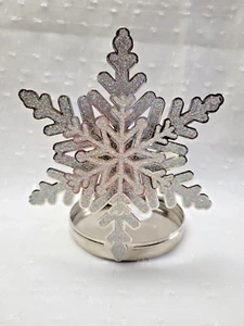 Bath And Body Works 3D Frosted Glittery Snowflake 3 Wick Candle Holder - Picture 1 of 4