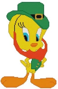 CROSS STITCH+ CRAFT PATTERN Tweety Bird St Patricks Irish Celtic Leprechaun - Picture 1 of 16