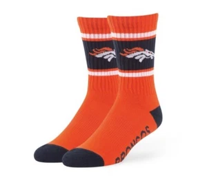 Denver Broncos Socks ‘47 Brand Duster Large Orange Men’s 9-13 Women’s 10-12 NWT - Picture 1 of 1