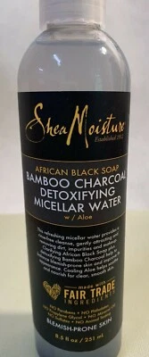 Jabón negro africano Shea Moisture bambú carbón desintoxicación agua micelar con aloe Foto 1 de 3