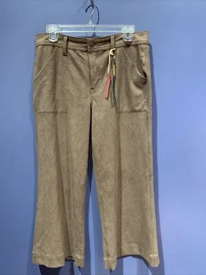 30” Cintura Sueded Perna Larga Capri, Nível 99, Nordstrom, Bronzeado, Novo com etiquetas Botão Fly - Imagem 1 de 4