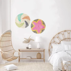 2er Set geflochten Seegras Wanddeko Korb Weidenkorb Boho Landhaus Wand Geschenk - Bild 1 von 7