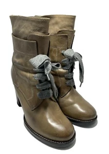 BRUNELLO CUCINELLI TAUPE LEATHER HEEL BOOTIES, 40, $1850 - Picture 1 of 10